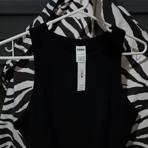 PINK VS - Women's Black Ribbed Tank Top